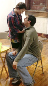 Sam Wallace and A.J. Sage in rehearsal for 'Danny and the Deep Blue Sea'